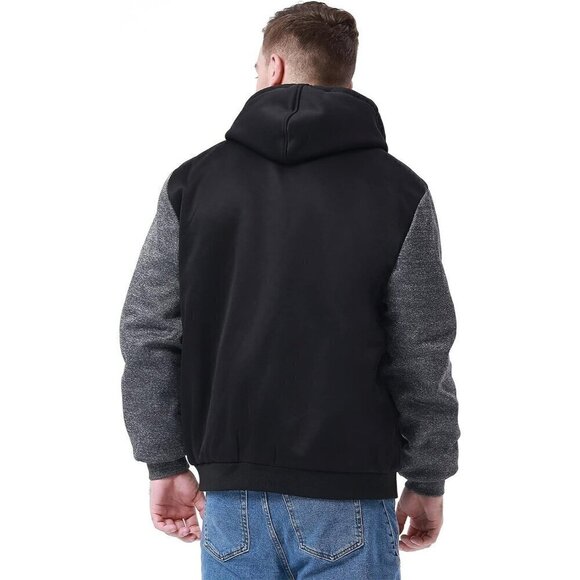 ❤️ Hoodies for Men Full Zip Up Fleece Warm Jackets Sweatershirts Black - Picture 3 of 6